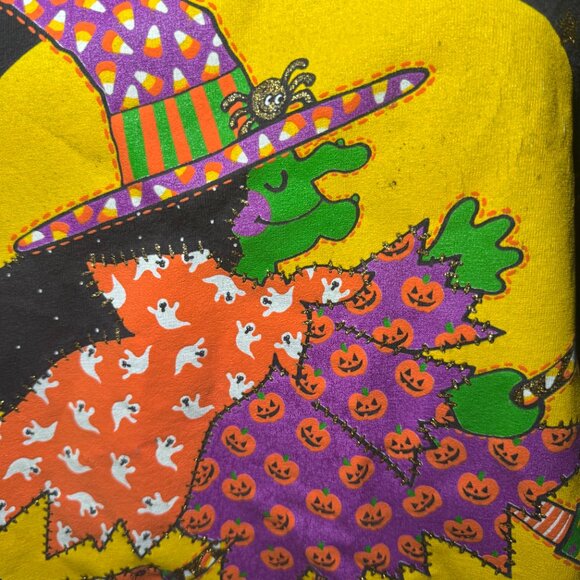 Vintage Halloween Black, Yellow, and Orange Witch Causal Tee Shirt - Picture 7 of 10